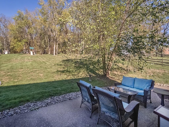 view of patio with outdoor lounge area