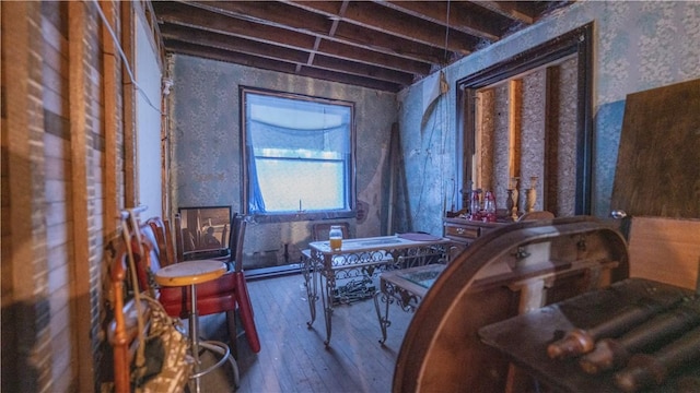 miscellaneous room featuring hardwood / wood-style flooring