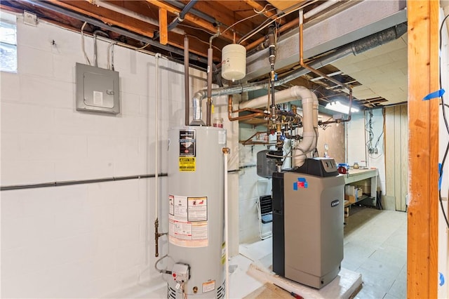 utilities with electric panel and water heater