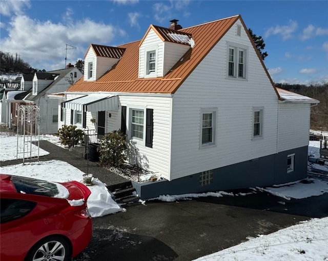 view of snow covered exterior