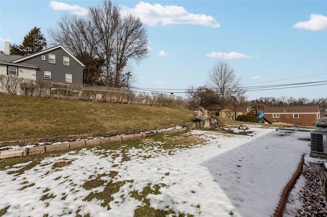 view of yard with a playground