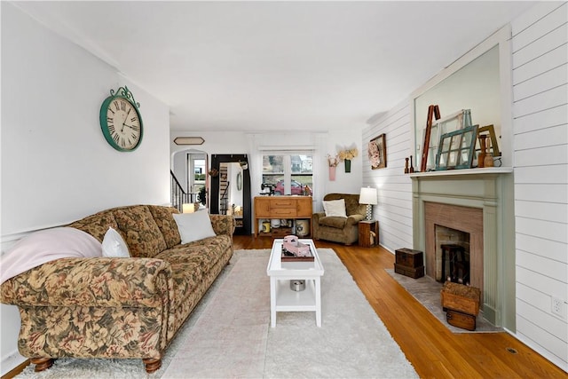 living room featuring light hardwood / wood-style floors