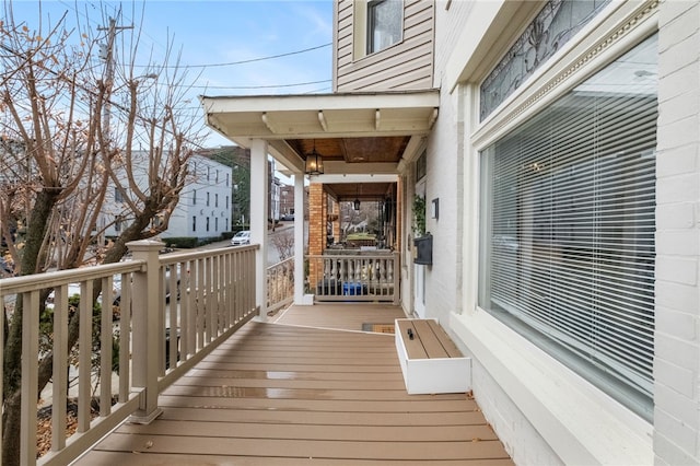 wooden deck with covered porch