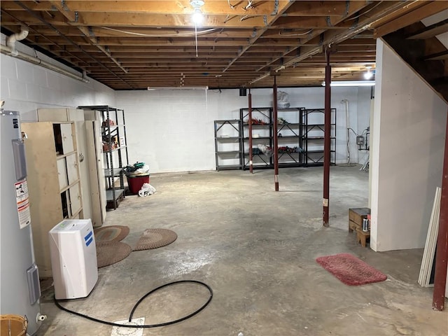 basement with electric water heater