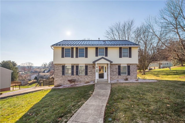 view of front of property with a front lawn