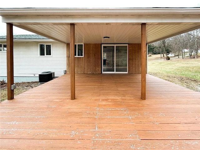 wooden deck with central AC