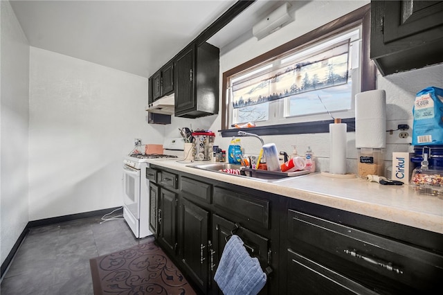 kitchen with sink and gas range gas stove