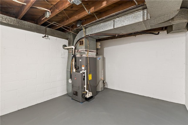 utilities with heating unit and gas water heater