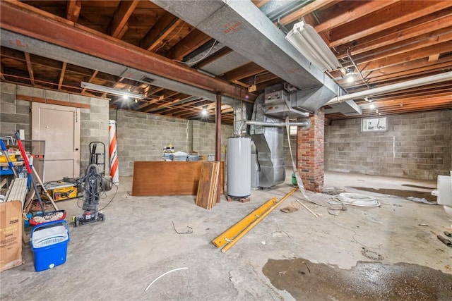 basement with gas water heater