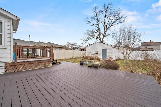 deck with an outdoor structure