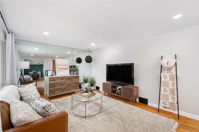 living room with light wood-type flooring