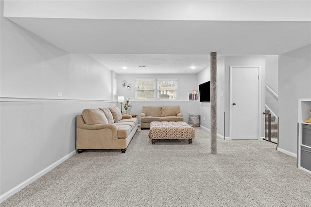 living room featuring carpet flooring