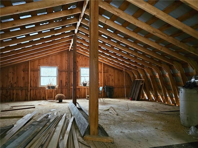 view of unfinished attic