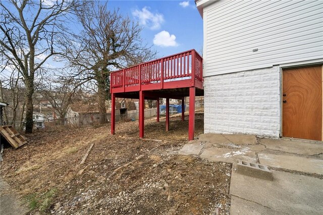 view of yard with a deck