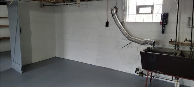 basement with sink