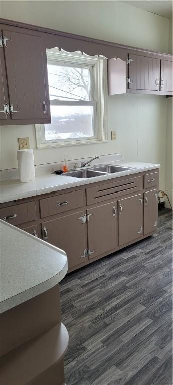 kitchen with dark wood-type flooring and sink