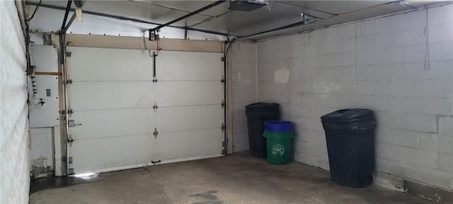 garage with a garage door opener