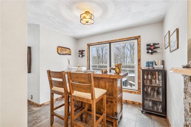 dining space with wine cooler