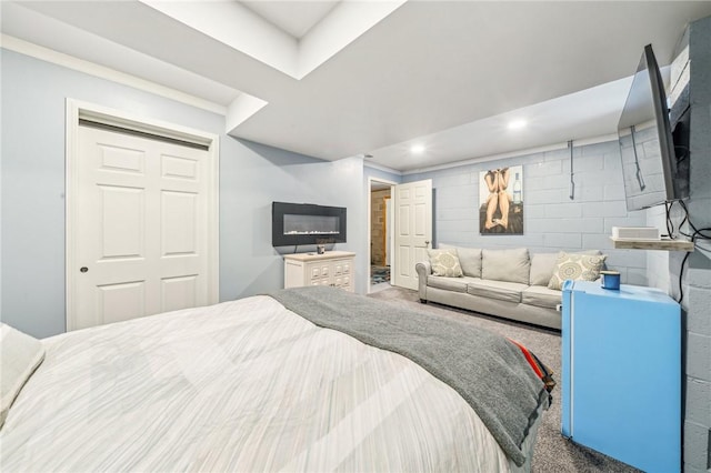 bedroom featuring carpet floors and a closet