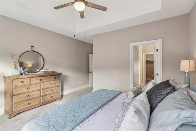 1045 Lakeside Dr, Mcdonald Wsh, PA 15057 - bedroom with light carpet, a raised ceiling, and ceiling fan