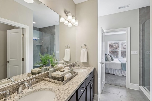 1045 Lakeside Dr, Mcdonald Wsh, PA 15057 - bathroom featuring vanity, a shower with door, and tile patterned floors