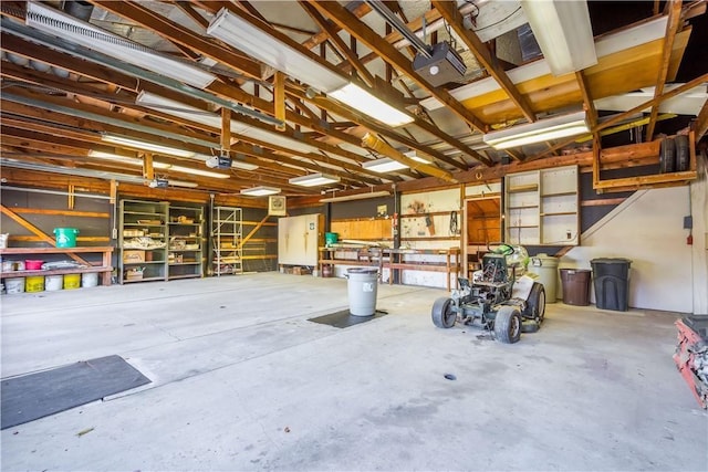 garage with a garage door opener