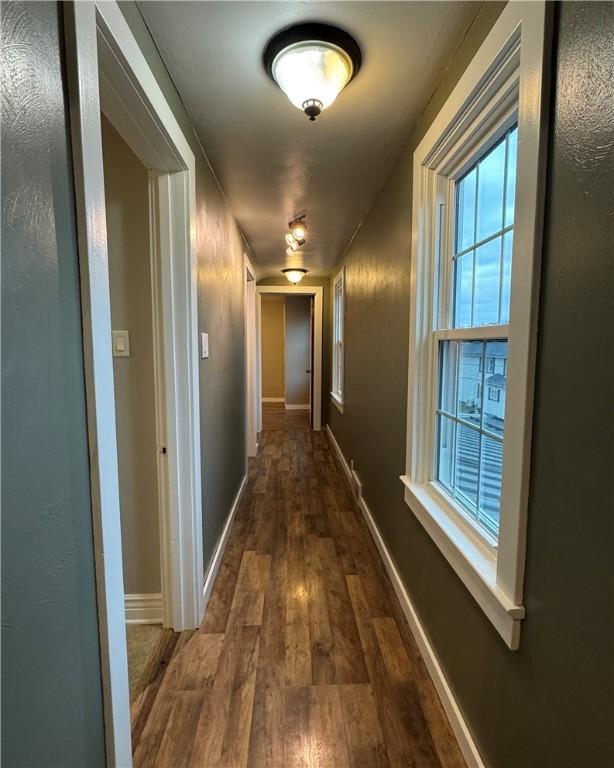 hallway featuring dark hardwood / wood-style floors