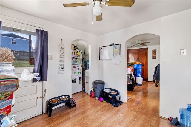 1194-1226 Lewis Ave, Robinson Twp Nwa, PA 15108 - miscellaneous room with arched walkways, ceiling fan, and light wood-style floors