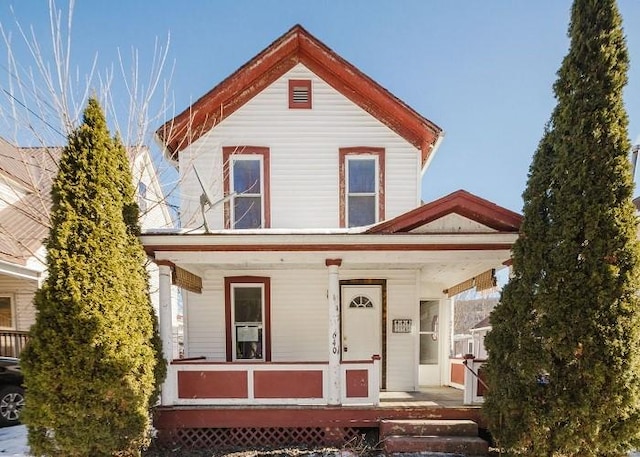 view of front facade featuring covered porch