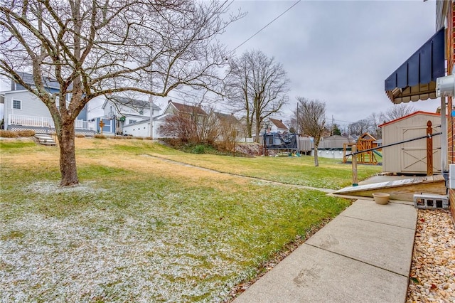 view of yard with a playground