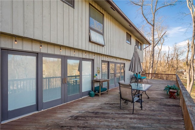 wooden deck with french doors