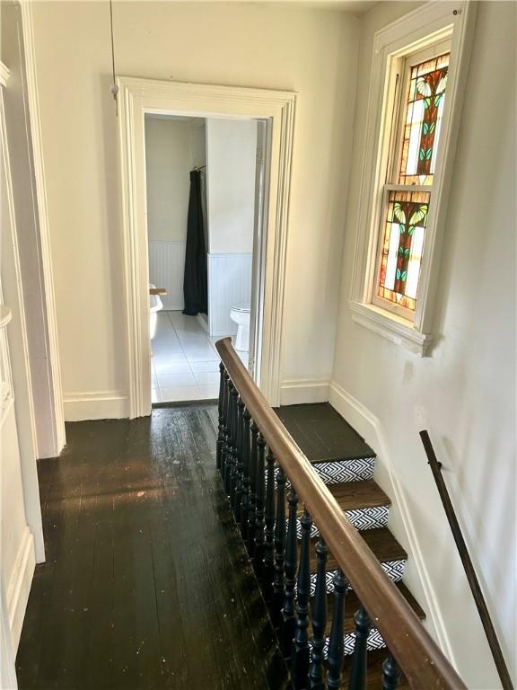 hallway featuring dark hardwood / wood-style flooring