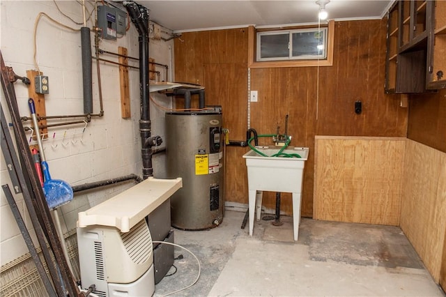 utility room with water heater