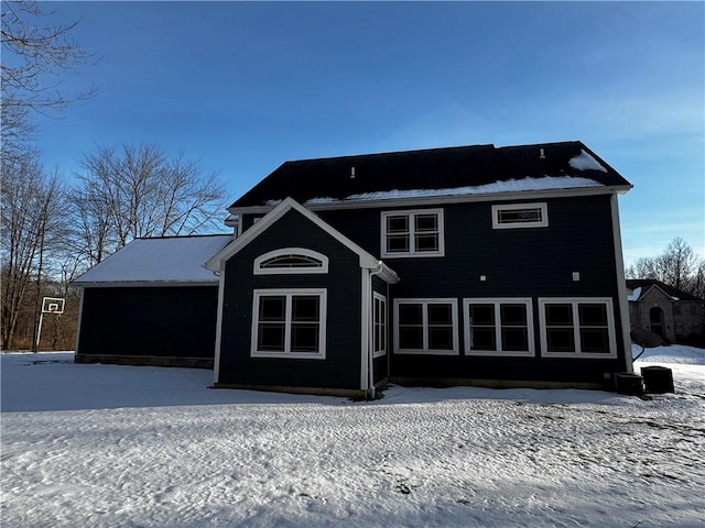 view of snow covered property