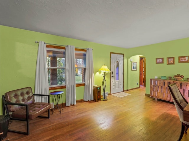 sitting room with light wood-type flooring