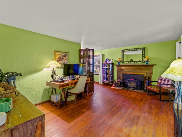 home office featuring hardwood / wood-style flooring