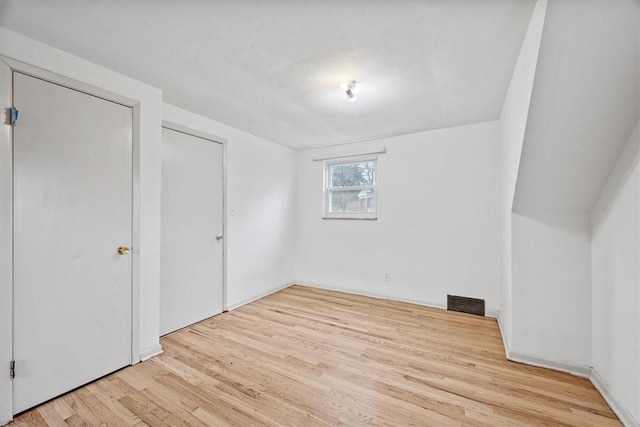 interior space with light hardwood / wood-style floors