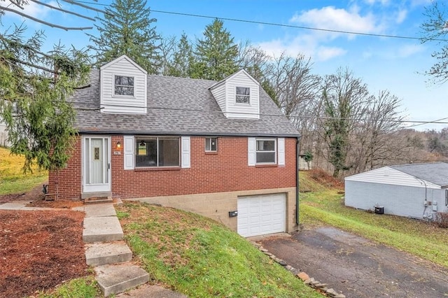 new england style home with a garage