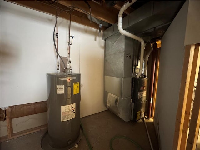 utility room with water heater