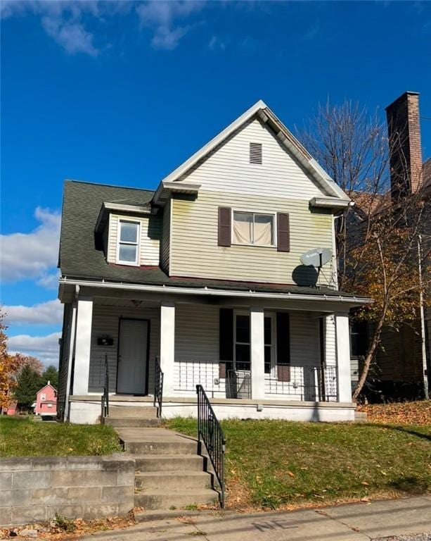 view of front facade featuring covered porch