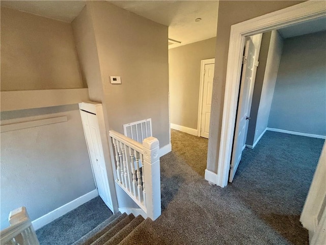 30 1st St, Leetsdale, PA 15056 - staircase with carpet flooring and baseboards