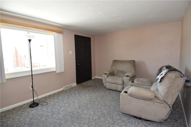 sitting room featuring carpet