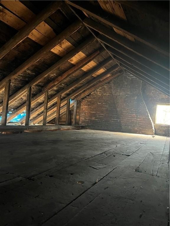 view of unfinished attic