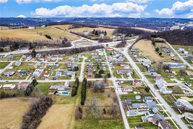 aerial view with a mountain view