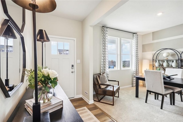 interior space with hardwood / wood-style flooring