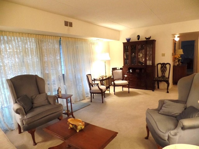 living room with carpet flooring