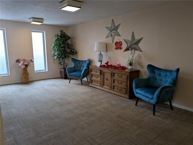 sitting room with carpet floors and baseboards