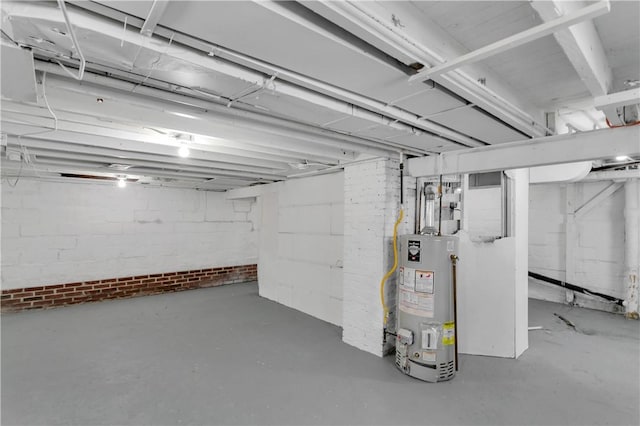 basement with gas water heater