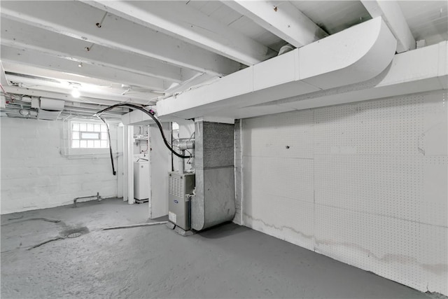 basement with heating unit