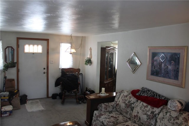 living room with carpet flooring